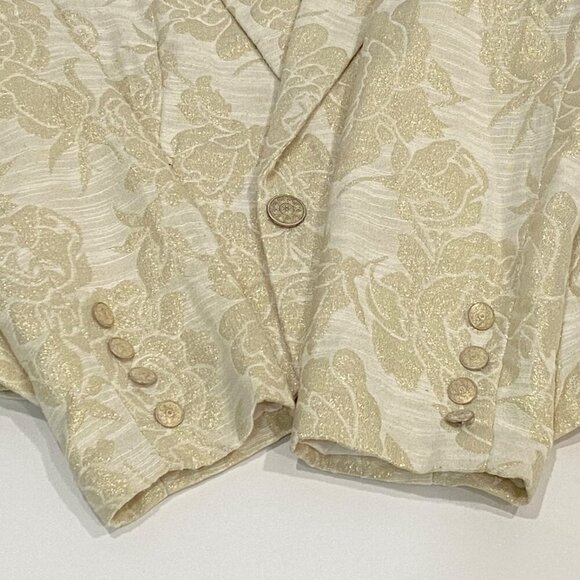 George ME Mark Eisen Blazer Jacket Womens Size 6 Gold Metallic Floral Damask - Picture 6 of 7